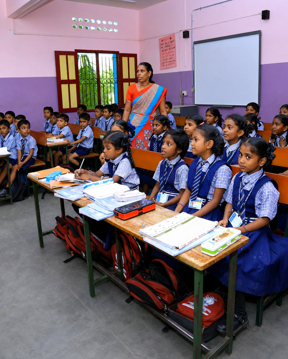 Students learning inside a spacious and well-ventilated classroom at JMJ School
