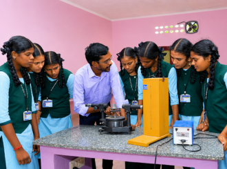 JMJ School students taking part in a science laboratory activity
