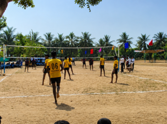 JMJ School students participating in a volleyball activity