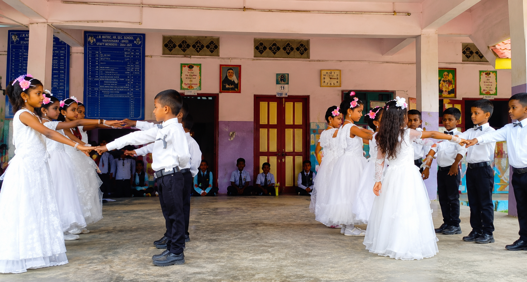 Students presenting a traditional cultural dance