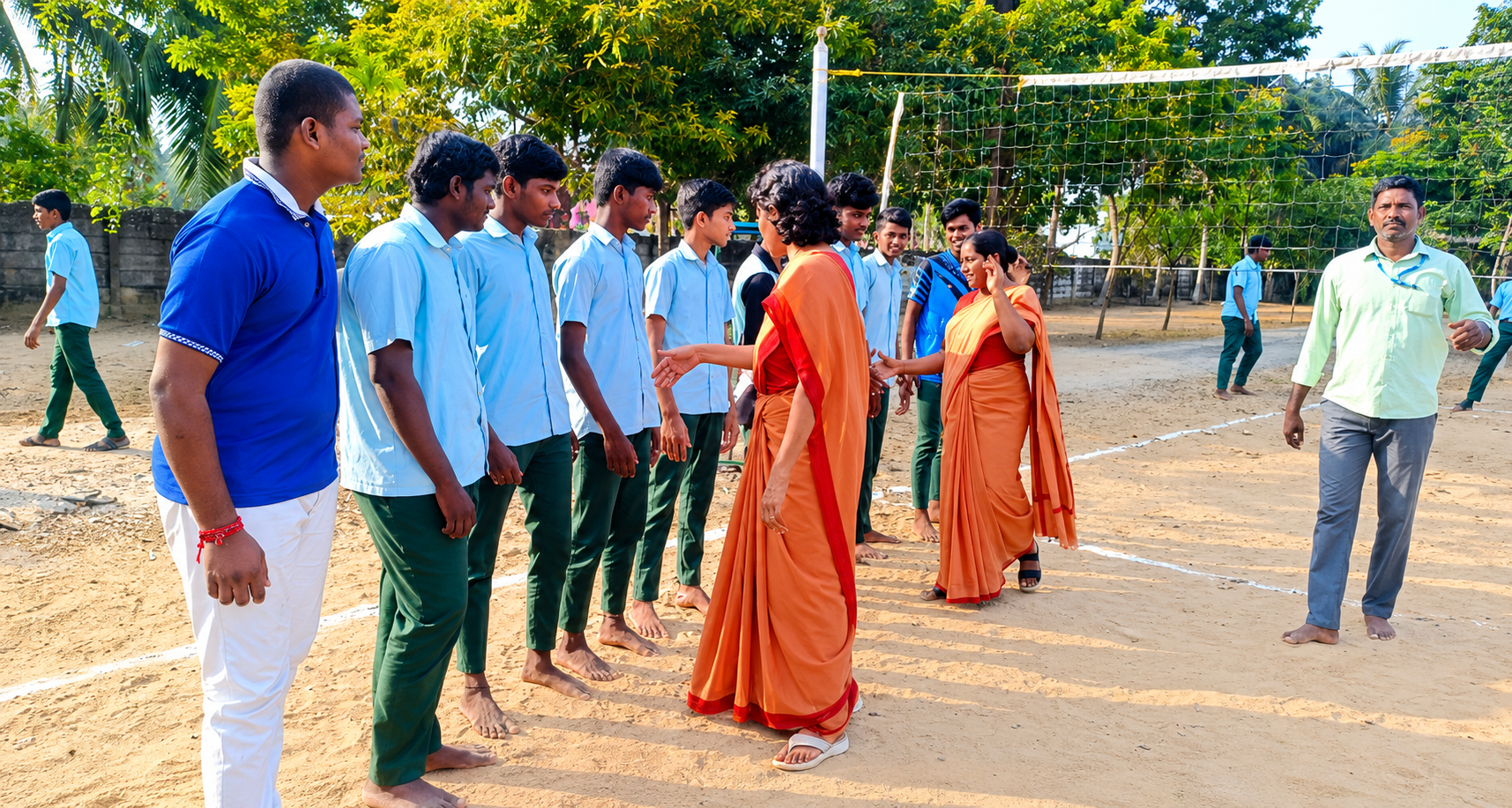 Students participating in outdoor sports activities